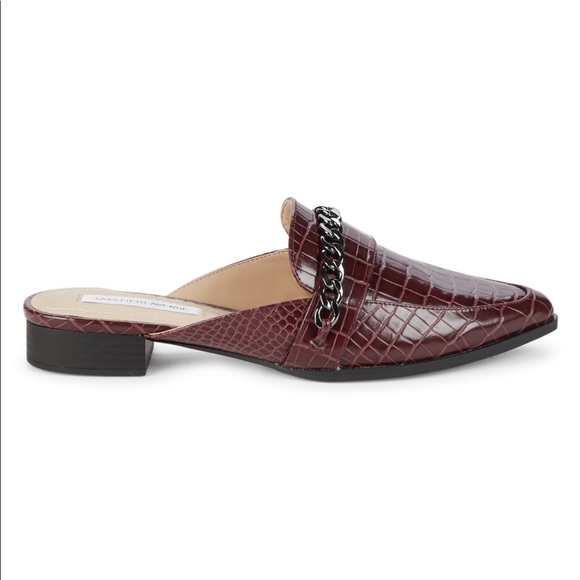 Saks Fifth Avenue Envoy Chain Croc-Print Mules - Picture 2 of 7